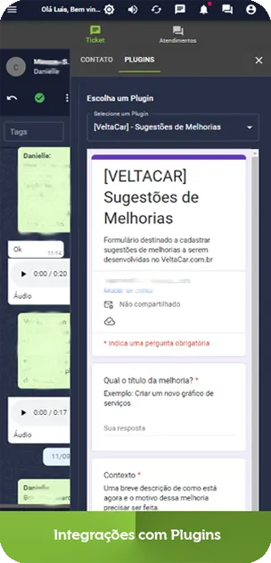 Interface do VeltaTalk - OCM Omnichannel