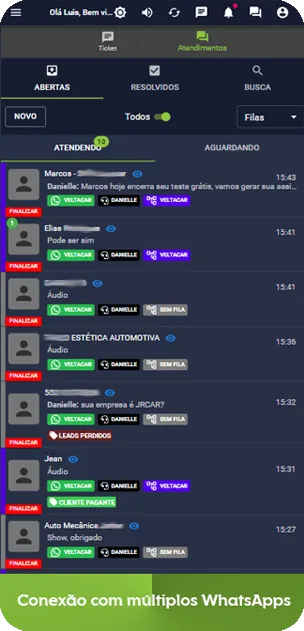 Dashboard do VeltaTalk